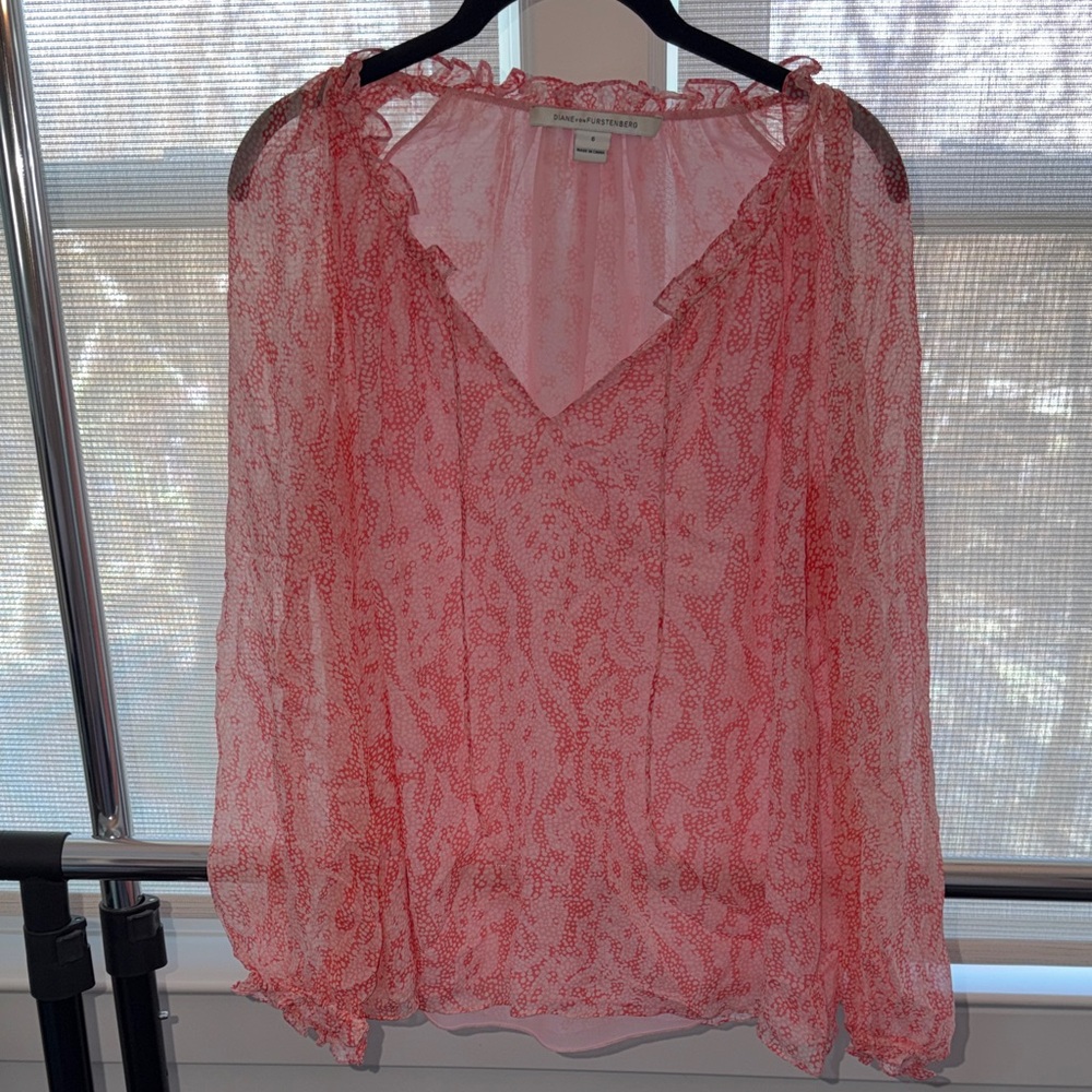 Diane Von Furstenberg Coral Sheer Blouse